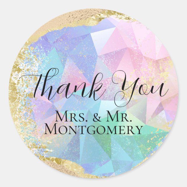 Sticker Rond Glamour Opal pierre avec or (Devant)