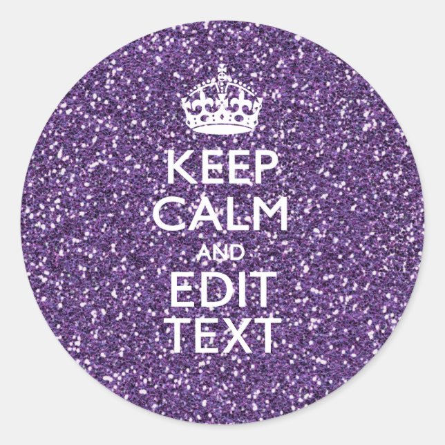 Sticker Rond Glamour violet garder le calme Personnalisé (Devant)