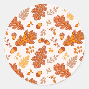 Sticker Rond Glands et feuille d'automne