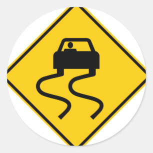 Sticker Rond Glissant quand signe humide de route