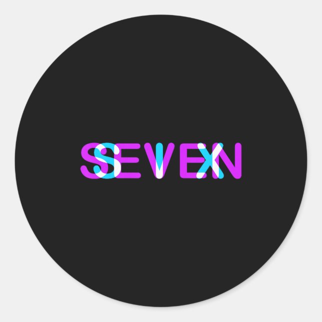 Sticker Rond Glitch Optical Illusion Six Seven 6 7 Meme Gen Alp (Devant)