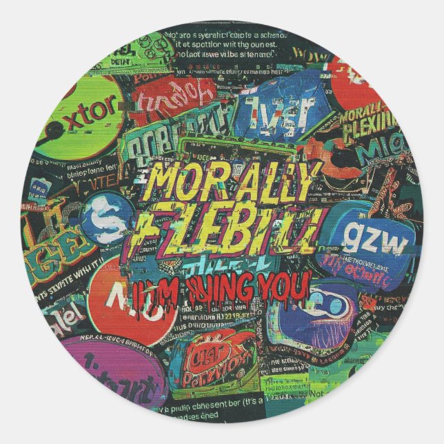 Sticker Rond GLITCHED REALITY PATCH - Multiverse Malfunction (Devant)