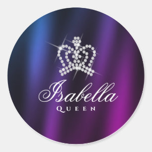 Sticker Rond Glitor Couronne bleu pourpre