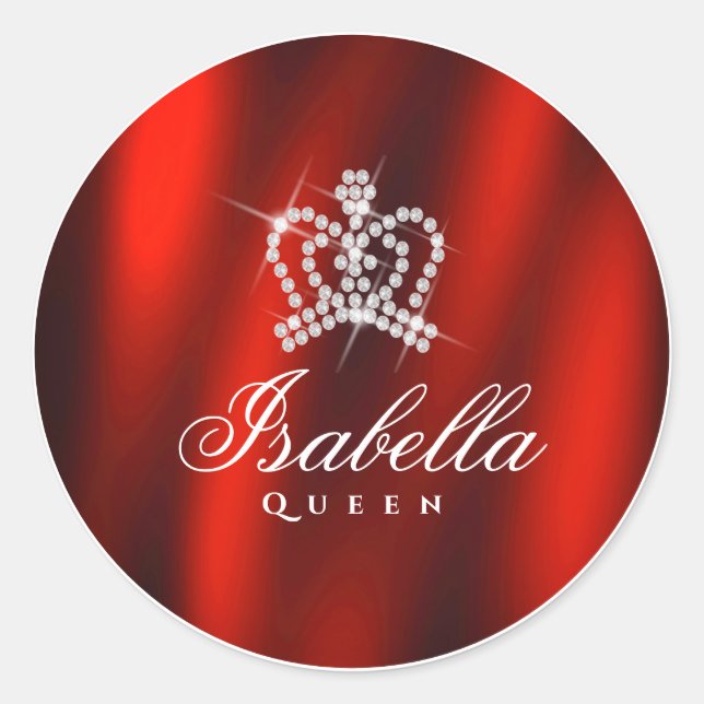 Sticker Rond Glitter Couronne rouge (Devant)