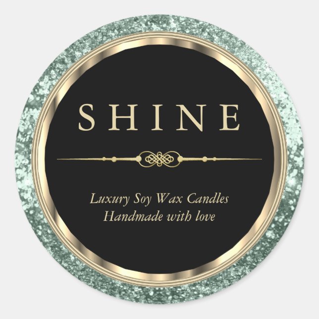 Sticker Rond Glitter vert Black andMint (Devant)