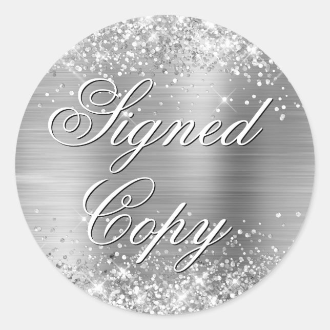 Sticker Rond Glitterie Argent Fhuile fantaisie Signé Copie (Devant)