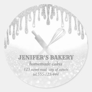 Sticker Rond Glitterie argenté rouleau pin & whisky chef boulan
