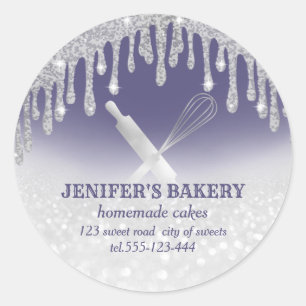 Sticker Rond Glitterie argenté rouleau pin & whisky chef boulan