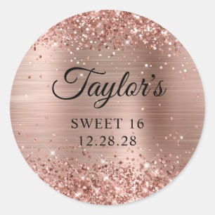 Sticker Rond Glitterie Gold Foil Sweet 16