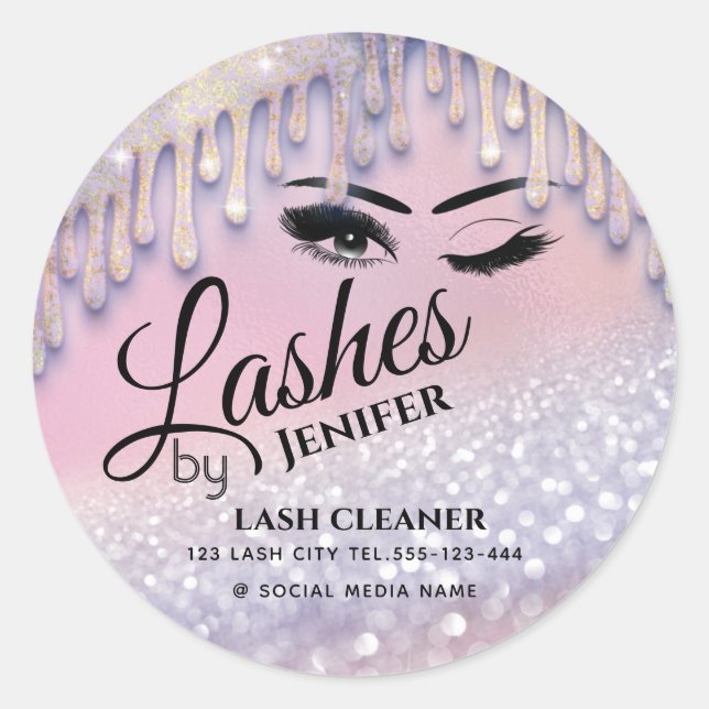Sticker Rond Glitterie gouttes de lavabo nettoyeur à incandesce (Devant)