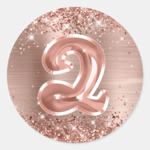 Sticker Rond Glitterie Rose Gold Foil Numéro 2 Anniversaire