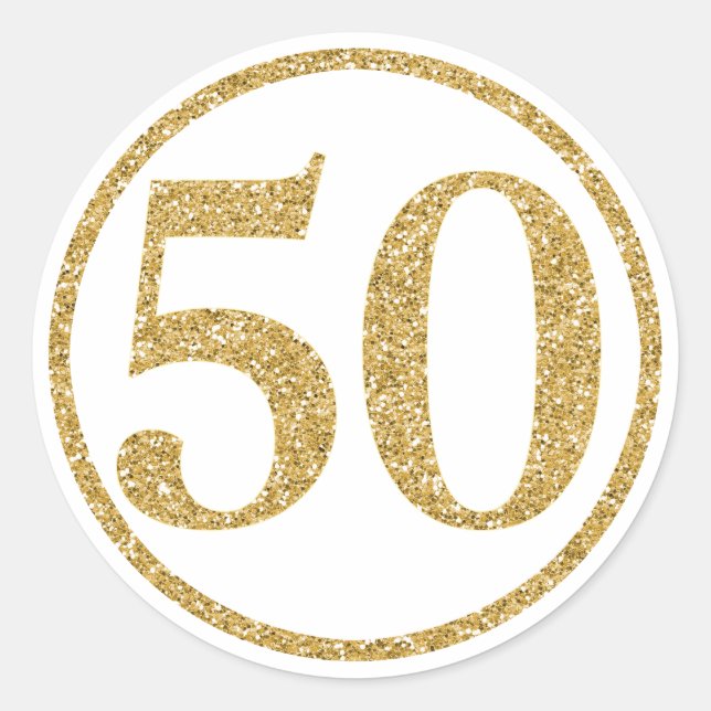 Sticker Rond Glittering Gold numéro 50 dans un cercle (Devant)