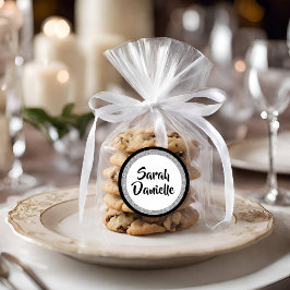 Sticker Rond Glittery Bat mitzvah Élégant noir et argent