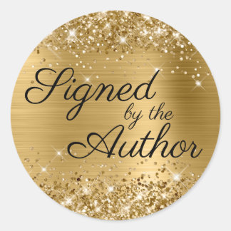Sticker Rond Glittery Gold Glam Signé par l'auteur