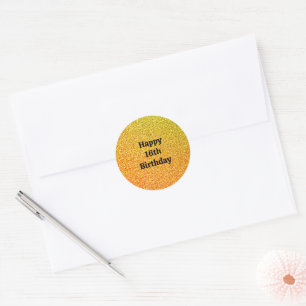 Sticker Rond Glittery Gold Sparkle Joyeux 16e anniversaire 2023
