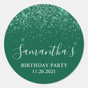 Sticker Rond Glittery Hunter Green fête d'anniversaire
