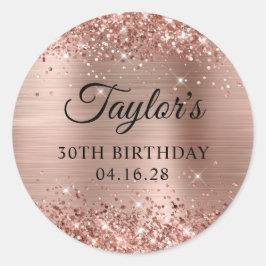 Sticker Rond Glittery Rose Gold Foil 30e anniversaire