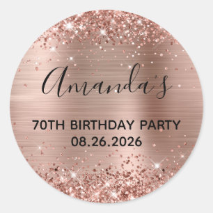 Sticker Rond Glittery Rose Gold Foil 70e fête d'anniversaire