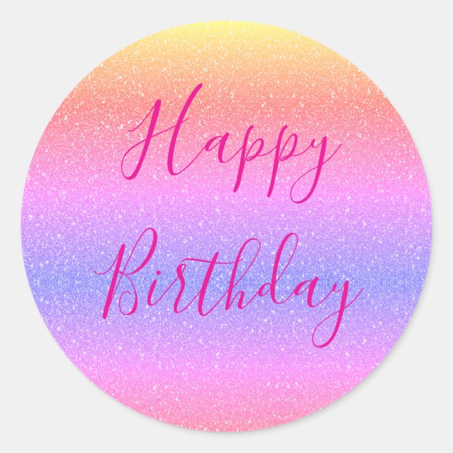 Sticker Rond Glittery Rose Gold Hot rose heureux anniversaire f (Devant)