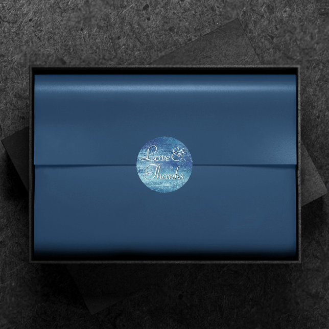 Sticker Rond Glitzy Foil | Ice Blue Faux Iridescente Merci (Créateur téléchargé)