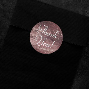 Sticker Rond Glitzy Foil   Rose or Mauve rose Merci