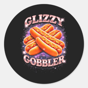 Sticker Rond Glizzy Gobbler Drôle Mème De Hot Dog Espace Esthét