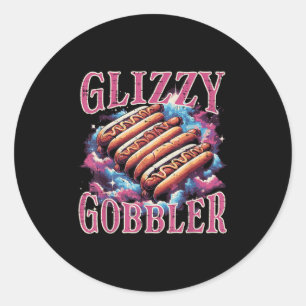 Sticker Rond Glizzy Gobbler Hotdogs drôle Mème nourriture Homme