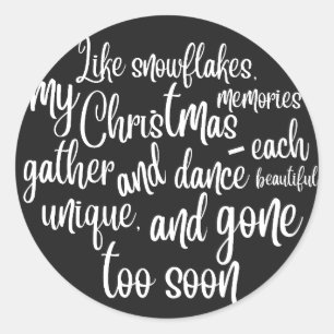 Sticker Rond Glke Snowflakes, mes souvenirs de Noël