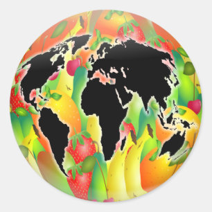 Sticker Rond Globe des fruits