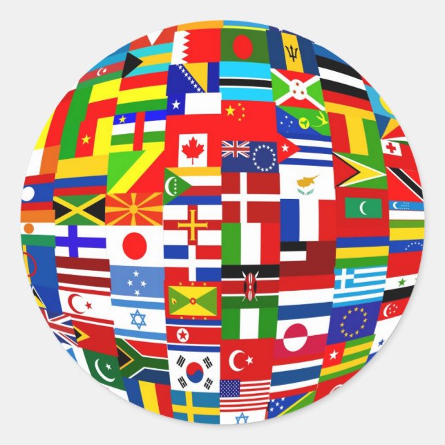 Sticker Rond Globe du drapeau (Devant)