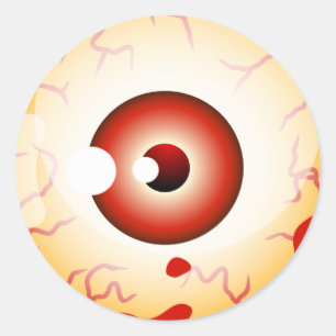 Sticker Rond Globe oculaire de Halloween (effet affligé)