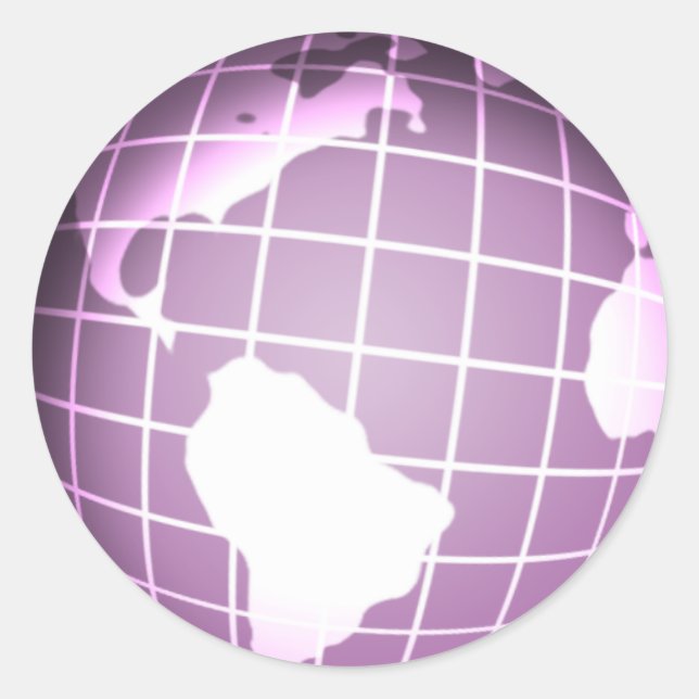 Sticker Rond Globe pourpre (Devant)