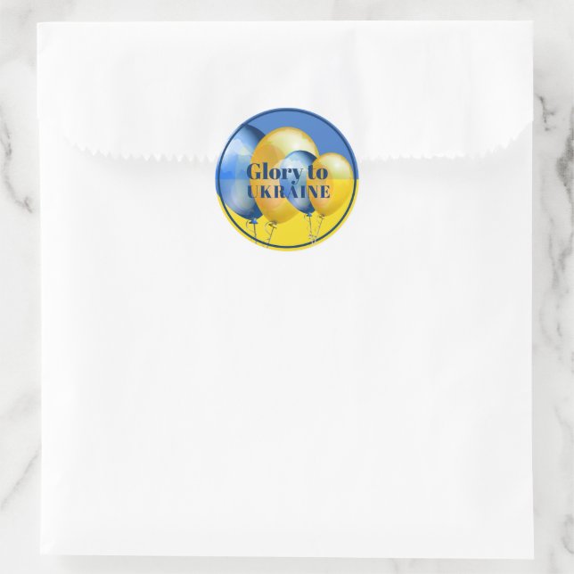 Sticker Rond Gloire à l'Ukraine Bleu Jaune Bleu Ballons (Sac)