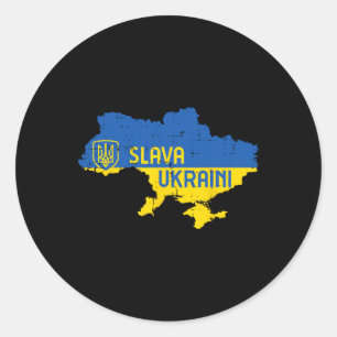 Sticker Rond Gloire à l'Ukraine carte hommes ukrainiens W