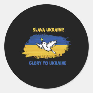Sticker Rond Gloire à l'Ukraine Drapeau ukrainien Paix