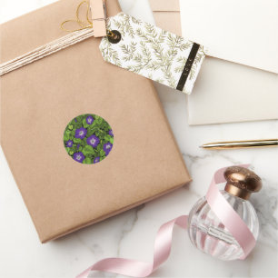 Sticker Rond Gloire du matin en violet et vert
