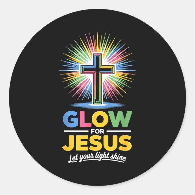 Sticker Rond Glow For Jesus Christian Faith  (Devant)