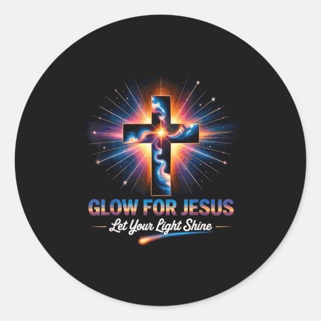 Sticker Rond Glow For Jesus Cross  (Devant)