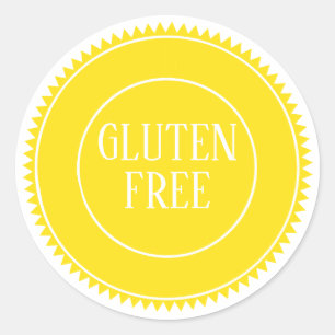 Sticker Rond Gluten Free Allergy Boulangerie sans risques Jaune