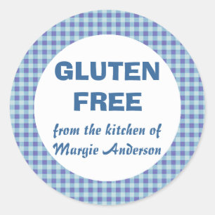 Sticker Rond Gluten Free Food Blue En vichy