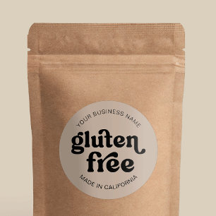 Sticker Rond Gluten Gratuit Beige Retro Simple Alimentation Bou