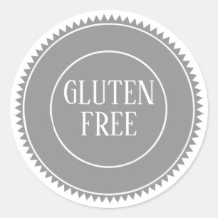 Sticker Rond Gluten Libre Aliments Allergie Gris Sûr