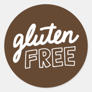 Sticker Rond Gluten Typographie Brown Et Blanche Gratuite