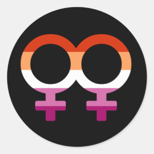 Sticker Rond Glyphes lesbiens Lesbian