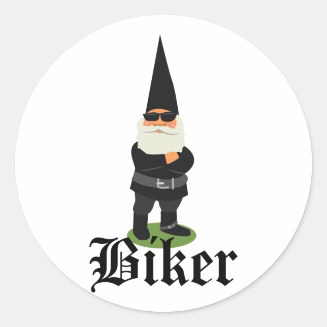 Sticker Rond Gnome Biker (Devant)