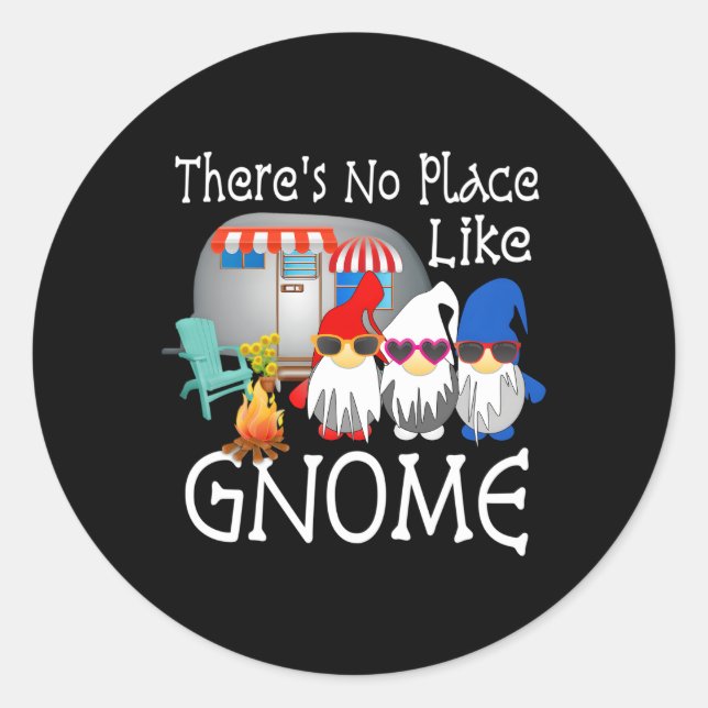 Sticker Rond Gnome Camg Gnomes Aucun Endroit Comme Gnome (Devant)