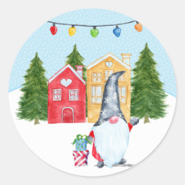 Sticker Rond Gnome de Noël mignon