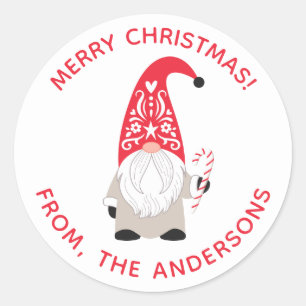 Sticker Rond Gnome de Noël personnalisée