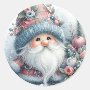 Sticker Rond Gnome d'hiver