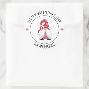 Sticker Rond Gnome Love Valentine's Day